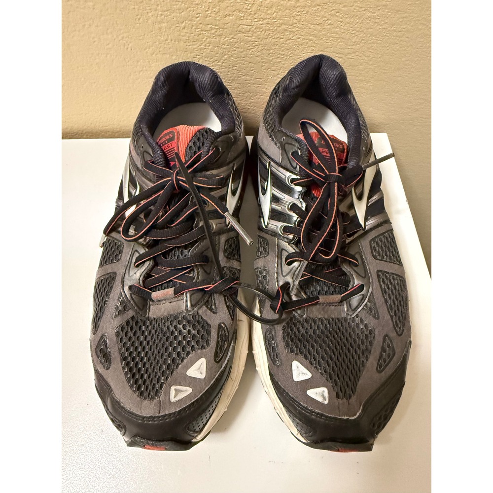 Brooks Beast 14 Mens Running Shoes Grey Red Stability Sneakers Size 9